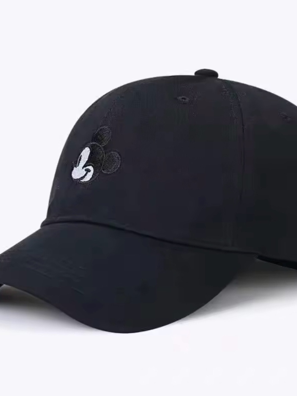 Black Embroidered Mickey Baseball Cap